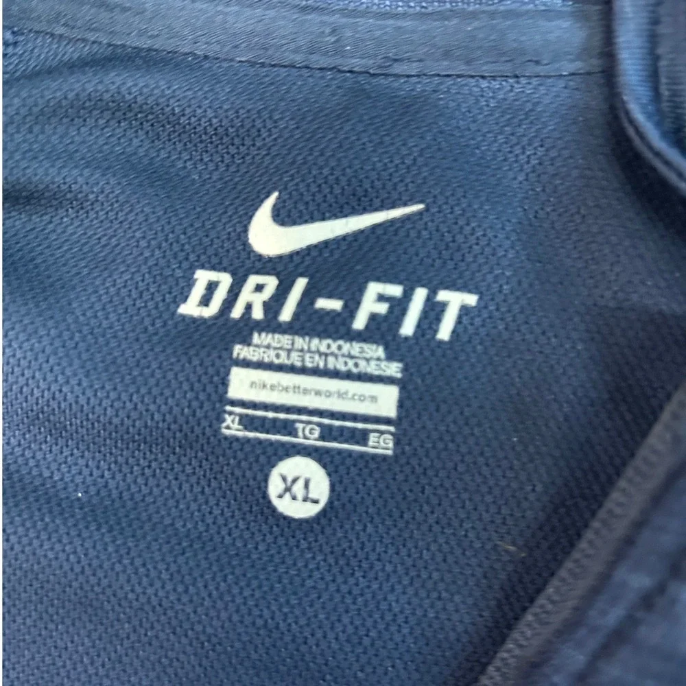 Nike Dri-FIT Mens XL Full Zip Training Jacket Navy Blue Heather Mock Neck Soccer